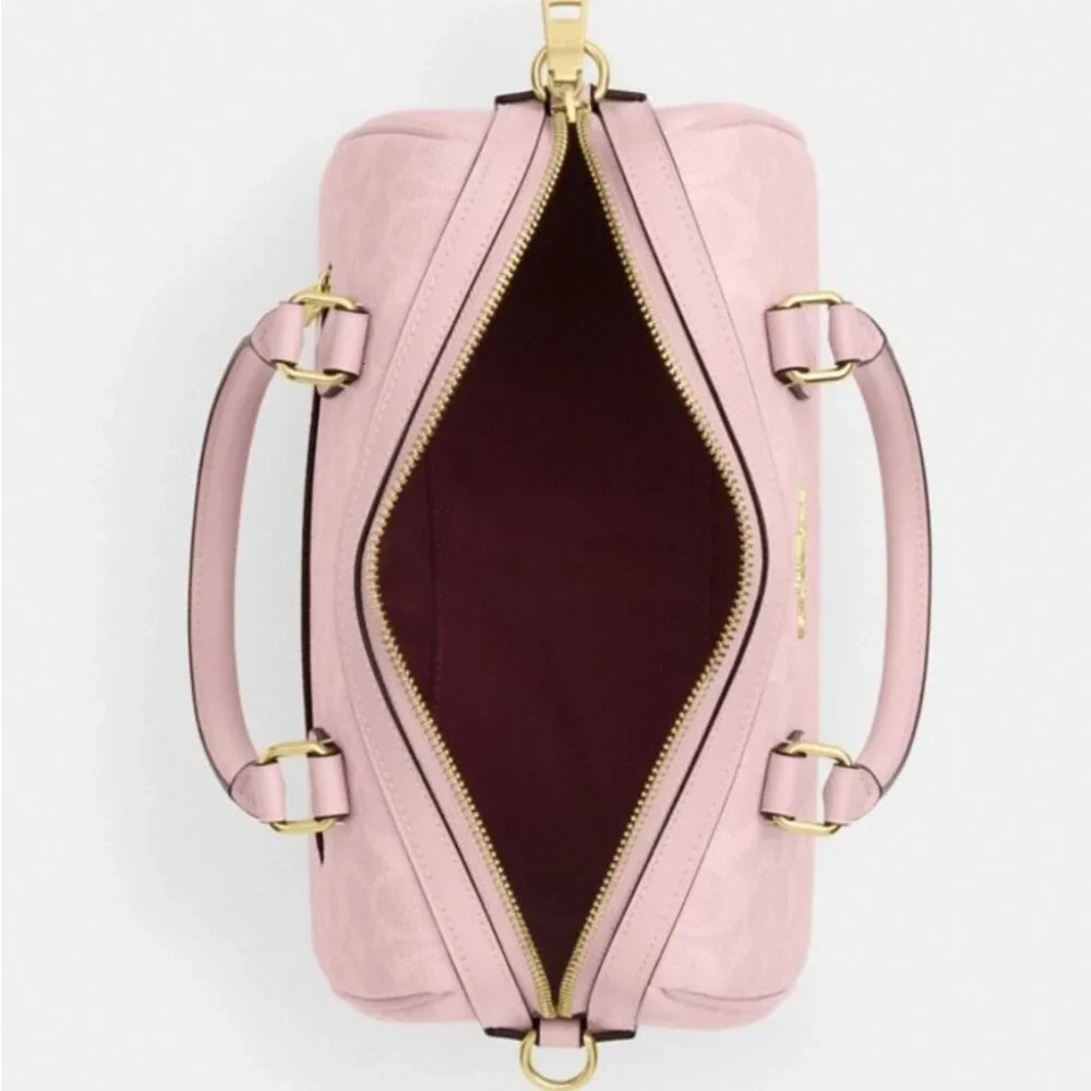 Coach Rowan Satchel Bag In Signature Canvas Powder/Pink - Picture 11 of 12